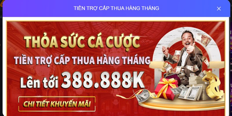 Nhà cái đã đưa ra chương trình trợ cấp hoàn trả hàng tháng hấp dẫn